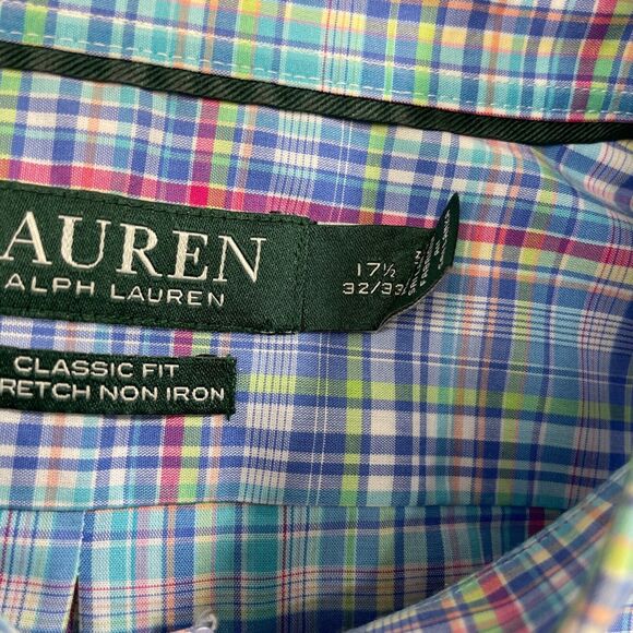 Lauren Ralph Lauren 17 1/2 32/33 Long SLeeve Button Up Button Collar Classic Fit - Picture 4 of 7